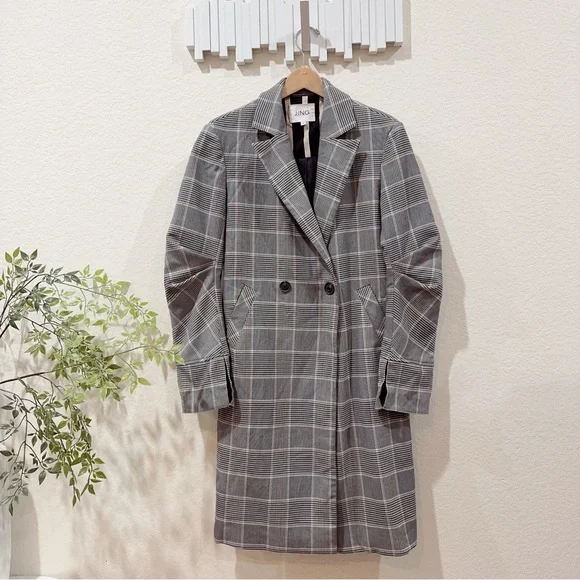 J.ING Jing Glen Plaid Print Oversized Lightweight Coat Jacket Size M Preowned - Picture 4 of 11